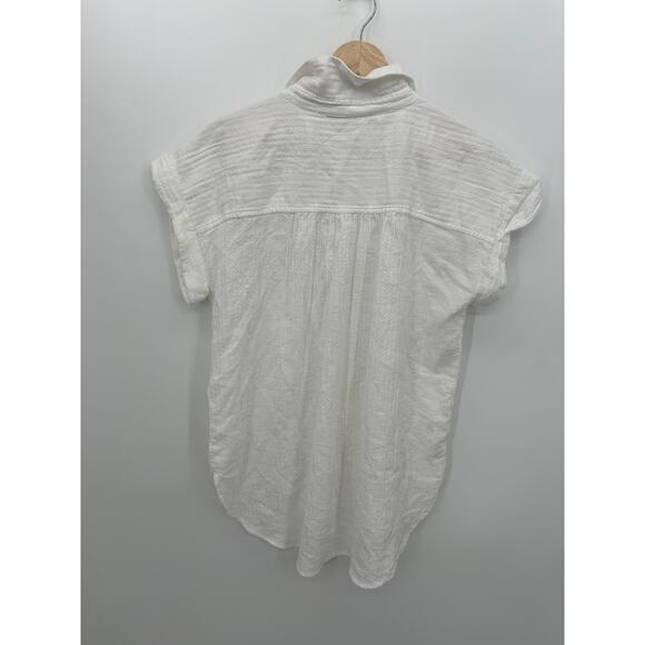 Loft Button Front Shirt Women Size S White Crinkle Dolman Shirt Minimal - Picture 2 of 9